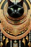 Placeholder: kente scene, Black Egyptian Cat, jewelry, realistic, thread, embroidery, octane render, high detail