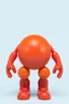 Placeholder: round 3d character with bumps for legs, simple wide arms, face at top front of body, no head, vinyl figure