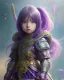 Placeholder: Detailed anime child girl, purple hair, dragon scale armour, intricate details, full body portrait, keep head in frame, slight smile, black Japanese motif, concept art, highly detailed, digital painting, concept art, sharp focus, illustration, art by Yoji Shinkawa, WLOP and greg rutkowski and alphonse mucha and artgerm and yanjun Chen and Junji ito and Makoto Shinkai, HDR, octane render