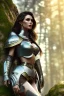 Placeholder: milf, brunette hair, leather armor, stand on a rock, forest, 8k resolution, high-quality, fine-detail, intricate, fantasy art, detailed matte, volumetric lighting, illustration, 3D