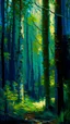 Placeholder: impressionism-style painting of a thriving forest