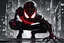 Placeholder: Miles morales in 8k solo leveling shadow artstyle, Crystal and Symbiote them, neon effect , dragon tattoos, close picture, full body, apocalypse, intricate details, highly detailed, high details, detailed portrait, masterpiece,ultra detailed, ultra quality