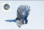 Placeholder: vitrail d'un geai bleu ailes déployées art déco style japonais d'après mucha