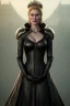 Placeholder: Cersei Lannister as evil queen in black leather coat, busty, cleavage, voluptuous, lena headay, angry, stern look. character design by cory loftis, fenghua zhong, ryohei hase, ismail inceoglu and ruan jia. unreal engine 5, artistic lighting, highly detailed, photorealistic, fantasy