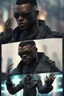 Placeholder: futuristic black man character, ultra hd et realistic art cyberpunk