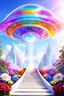 Placeholder: Ufo rainbow, futuriste ultra moderne,stairway to heaven,crystal very beautiful city,flowers garden,angels