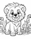 Placeholder: lion cartoons coloring pages , no black color, no no flower, b/w outline art for kids coloring book page, Kids coloring pages, full white, kids style, white background, whole body, Sketch style, full body (((((white background))))), only use the outline., cartoon style, line art, coloring book, clean line art, white background, Sketch style\