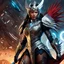 Placeholder: hold by an artificial intelligence escapes her spaceship Bigger! Wilder! Whoa! You will do what you always do. Hand in the art right when they need it. Too late to change. Imagine a futuristic world, a digital art masterpiece come to life. A female warrior, clad in intricate tribal armor adorned with menacing spikes, stands tall holding a bloody glowing curved blade that blends ancient tribal design. Her eyes, a reflection of the artificial intelligence within her, exude determination and powe
