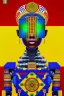 Placeholder: robot portrait in Kente, cinematic, ghana flag, african pattern symbols, engraved, 8k quality