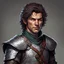 Placeholder: dungeons and dragons; portrait; solid background; human; chainmail; androgynous; soldier; middle aged; rugged
