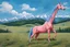 Placeholder: a big plastic pink horse like a 19th painting