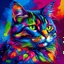 Placeholder: Generate a description of a whimsical "Colorful Cat" blending vibrant hues in its fur, reflecting a mesmerizing and unique appearance.