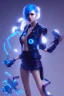 Placeholder: k-pop girl, dramatic lighting, blue hair, cyberpunk, hd, action pose