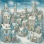 Placeholder: A pale light blue dreamy Christmas themed town painted by Leonardo da Vinci