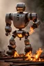 Placeholder: robot make big wood fire