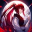 Placeholder: girl, masterpiece, best quality, cinematic lighting, detailed outfit, perfect eyes, red hair, red eyes, long hair, ponytail, in a modern world miko priestess, mysticism, digital painting, neon colors, sharp details,