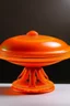 Placeholder: An orange colored electrical UFO made out of jelly painted by Frank Lloyd Wright