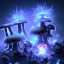 Placeholder: Spherical Frost metal magic armoured lightning glowing Mycelium MUSHROOM stars galaxy SPACE lANDSCAPE BURNING IN BLUE FLAMES hellfire abyss math chaos vivid cell