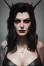 Placeholder: Amy Dumas as evil queen in black leather, leather, busty, cleavage, angry, rage, stern look. character design by cory loftis, fenghua zhong, ryohei hase, ismail inceoglu and ruan jia. unreal engine 5, artistic lighting, highly detailed, photorealistic, fantasy