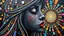 Placeholder: masterpiece Impasto style oil painting of creating figure full an girl the face is made of granite terrazzo motifs black with textured brush strokes, long hair is made of immersive experience, intricate and detailed, trippy psychedelic Pointillist bright, lively and colorful explosions mirrors dry, and closed eyes. Cubist granite abstract descending from a amazing stained glass spirograph sheets slanted ribbon lines, a sheets spiral geomatrical, Express live brushwork brings depth and texture to