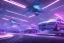 Placeholder: futuristic city landscape, flying cars, robots, blue and purple neon