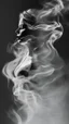 Placeholder: smoke art grey and white flowing around woman silhouette