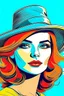 Placeholder: beautiful woman in hat in pop art style