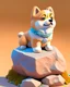 Placeholder: dog inu, on a bitcoin rock, full body, IP, Blender, pop mart, Pixar, Disney, high detailed face, ultra high definition, Bright color, pastel color, clay figure, blind box, best quality