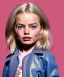 Placeholder: Margot Robbie toddler, full body, sneaker, leather jacket, floral shirt, soft skin, dramatic lighting, hyper realistic