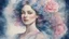 Placeholder: Victorian era, watercolor drawing, double exposure, fine drawing, portrait of a beautiful woman 30 years old, airy transparent dress, double exposure, flower, fantasy, night, blue, pink, flowing hair, highlights, sparkles, clear lines, detailing, fine drawing, high resolution, 8K, photorealism, precise focus,