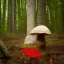 Placeholder: the large Amanita muscaria mushroom in the magic forest