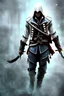 Placeholder: Assassin’s Creed, wallpaper, best quality, solo, portrait style, town background, vividly colored background, Connor Kenway, Assassin’s Creed 3