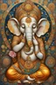 Placeholder: Om Ganesha, perfect face, perfect hand,painting style of Gustav Klimt