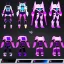 Placeholder: a fox fursona, darker colors, master quality, backlighting, soft lights, full body portrait, in frame, 8k, furry, fur, black and purple color pallet, fursona reference sheet, robotic enhancements, cyberpunk, anthropomorphic