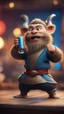 Placeholder: viking kung fu munk drunk karaoke with two microphones,bokeh like f/0.8, tilt-shift lens 8k, high detail, smooth render, down-light, unreal engine, prize winning