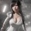 Placeholder: hitomi tanaka, full body, dress white, long black hair, realistic, intriacte detail, sci-fi fantasy style, volumetric lighting, particales,highly detailed,cinamatic, deep colours,8k