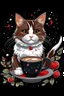 Placeholder: Christmas cat calico and coffee graphic