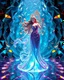 Placeholder: very complex structure ,pretty viberating color environment 3d metalic and crystal recursive animating beveled geometric base very complex structure future world evolving background and goddess of love in a pretty cleric dress comes out dancing gracefully , viberating color moving very in modern city escap environment while camera tracking it.