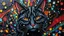 Placeholder: masterpiece Impasto style oil painting of creating figure full cat lheart jungle scary dark is made of granite terrazzo motifs black with textured brush strokes, jungle scary is made of immersive experience, intricate and detailed, trippy psychedelic Pointillist bright, lively and colorful explosions mirrors dry, and closed eyes. Cubist granite abstract descending from a amazing stained glass slanted ribbon lines, a sheets spiral geomatrical, Express live brushwork brings depth and textured