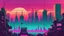 Placeholder: synth-wave city, simple,iconic:1.8), comic style