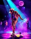 Placeholder: WPAP Pop art style Michael Jackson Dance Moonwalker outside emboss 3d shiny cubis mirrors glass minimalist Neo Surrealisme Unique surrealistic artwork brutal multicolor neon colors,find details,UHD neons