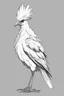 Placeholder: outline art. cute African Secretary Bird, white background