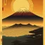 Placeholder: Ukiyo-e Style , mount fuji, sun set