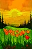 Placeholder: Sunset and mountain and olive and heart and tulip style Anne Bremer