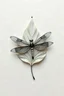 Placeholder: Craft a combination futuristic of a leaf, and dragonfly in shades of ivory and black.