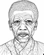 Placeholder: illustrate image of Nelson Mandela, simple line art, one line, white background, coloring book style, well composed, no gradient, strong line, no fill, no solids,