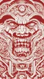 Placeholder: Create a captivating pattern inspired by the first Titan in Attack on Titan. The design should embody the essence of the inaugural Titan, capturing its colossal power and fearsome presence. Consider the intricate details of its transformation, incorporating the emotional undertones and brutal strength that define the Titan. Whether through stark lines or flowing curves, red color