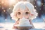 Placeholder: cute chibi girl eating white snowcake in sunshine ethereal, cinematic postprocessing, bokeh, dof