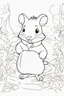 Placeholder: blank colouring book, white blank background, simple picture for toddlers, hamster, disney and pixar style