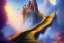 Placeholder: mythical long stairway up to heaven in the sky, beautiful colours, romanticism, fantasy, fine art